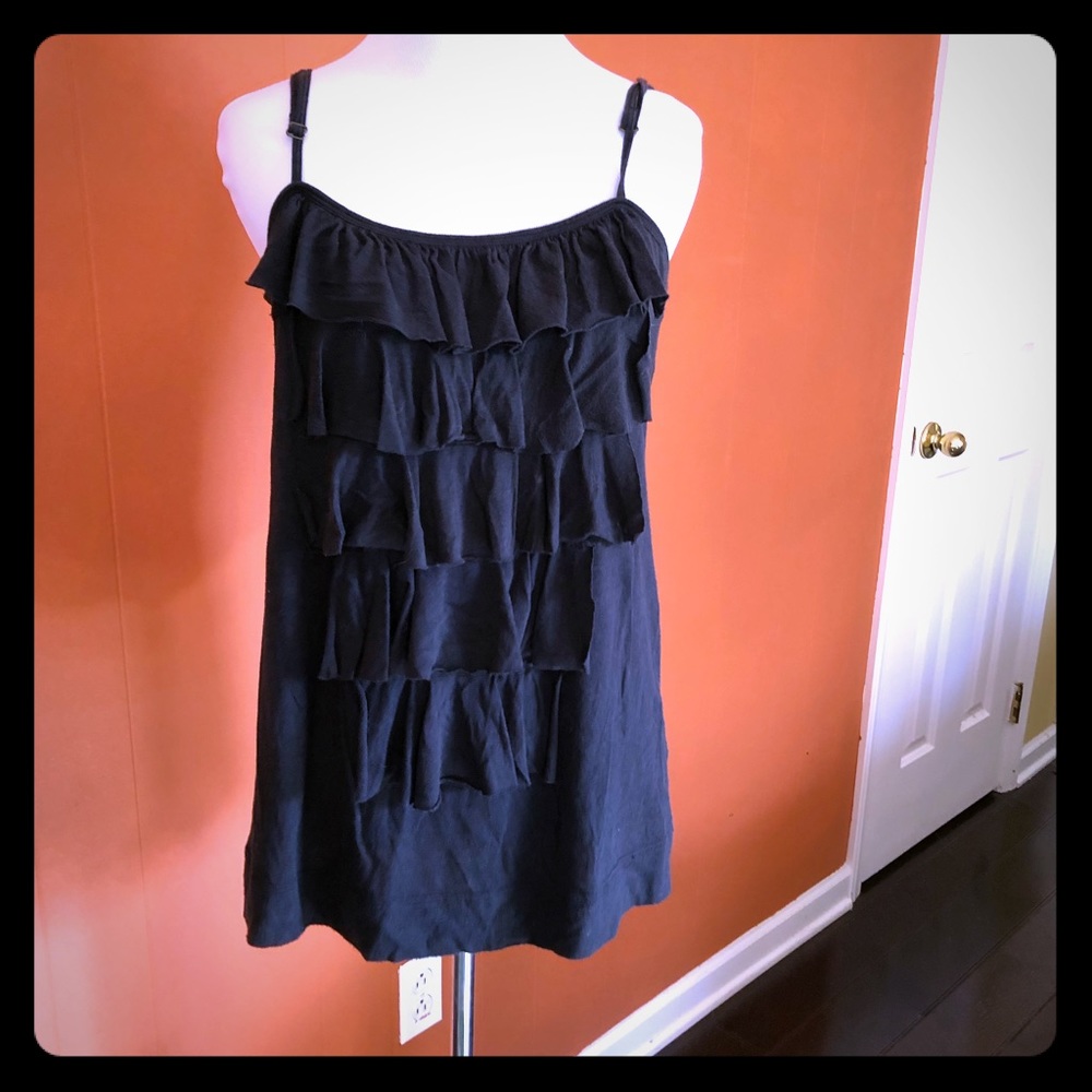 Anthropologie black ruffle camisole tank top